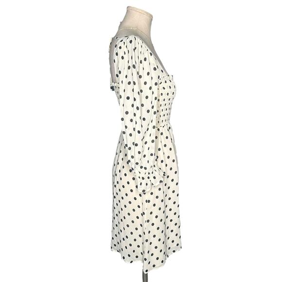 REFORMATION Zaria Polka Dot Mini Dress Crepe White Coquette Brunch Cocktail Boho - Picture 7 of 13